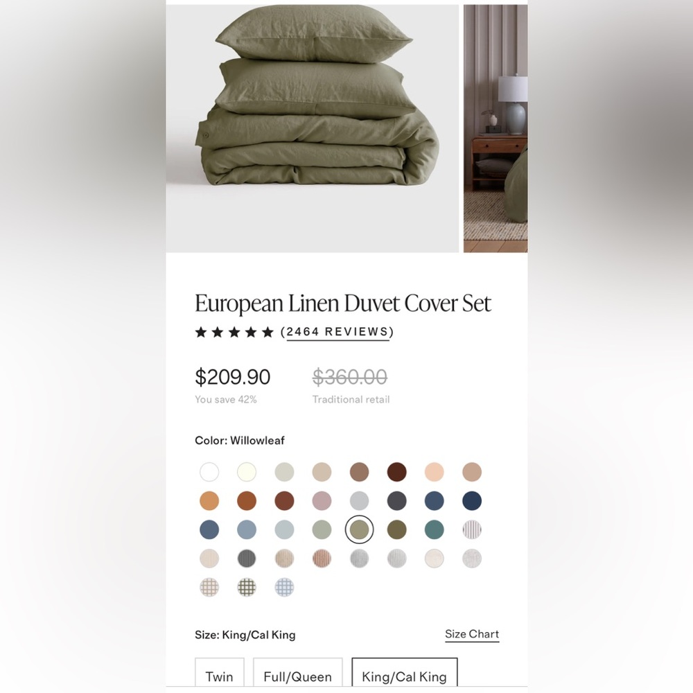 Quince 100% European Linen King Duvet Set